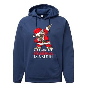 All I Want For Christmas Sloth Merry Slothmas Pajama Funny Gift Performance Fleece Hoodie