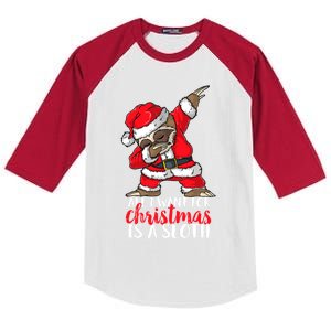 All I Want For Christmas Sloth Merry Slothmas Pajama Funny Gift Kids Colorblock Raglan Jersey