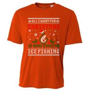 All I Want For Christmas More Ice Fishing Ugly Sweater Gift Cooling Performance Crew T-Shirt