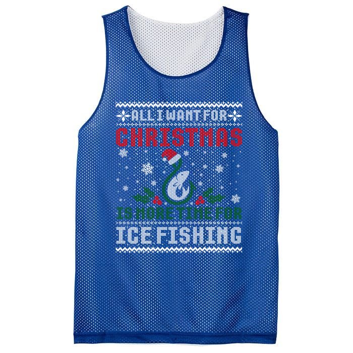 All I Want For Christmas More Ice Fishing Ugly Sweater Gift Mesh Reversible Basketball Jersey Tank