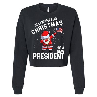 All I Want For Christmas Is A New President Cropped Pullover Crew