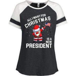 All I Want For Christmas Is A New President Enza Ladies Jersey Colorblock Tee