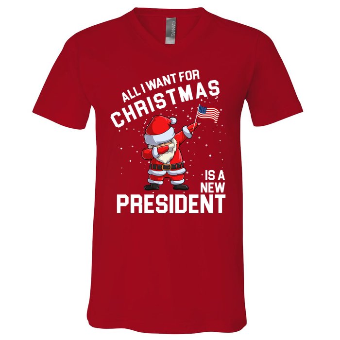 All I Want For Christmas Is A New President V-Neck T-Shirt