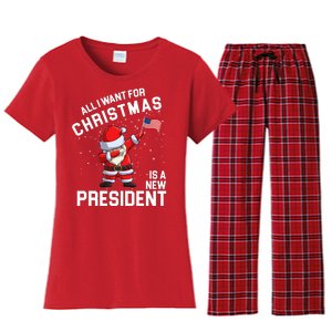 All I Want For Christmas Is A New President Women's Flannel Pajama Set