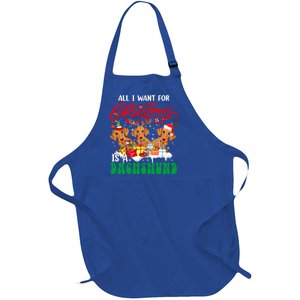 All I Want For Xmas Is A Dachshund Three Santa Reindeer Dogs Funny Gift Full-Length Apron With Pockets