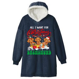 All I Want For Xmas Is A Dachshund Three Santa Reindeer Dogs Funny Gift Hooded Wearable Blanket