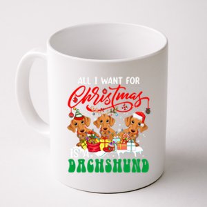 All I Want For Xmas Is A Dachshund Three Santa Reindeer Dogs Funny Gift Coffee Mug