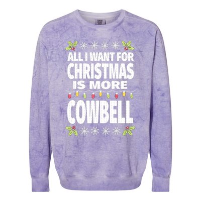 All I Want For Christmas Is More Cowbell Ugly Xmas Colorblast Crewneck Sweatshirt