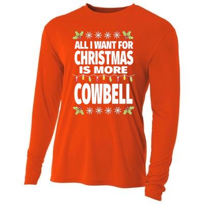 All I Want For Christmas Is More Cowbell Ugly Xmas Cooling Performance Long Sleeve Crew