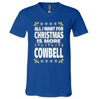 All I Want For Christmas Is More Cowbell Ugly Xmas V-Neck T-Shirt