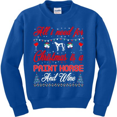 All I Want For Christmas Paint Horse And Wine Gift Great Gift Kids Sweatshirt