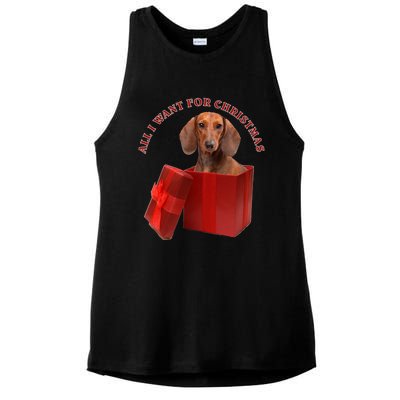 All I Want For Christmas Dachshund Funny Gift Ladies PosiCharge Tri-Blend Wicking Tank