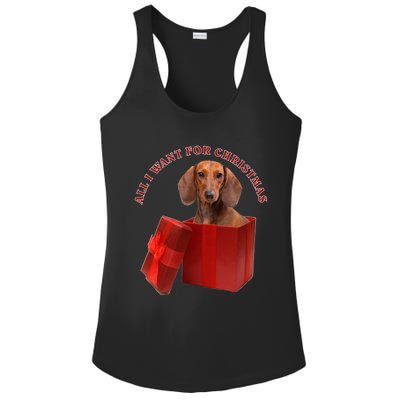 All I Want For Christmas Dachshund Funny Gift Ladies PosiCharge Competitor Racerback Tank