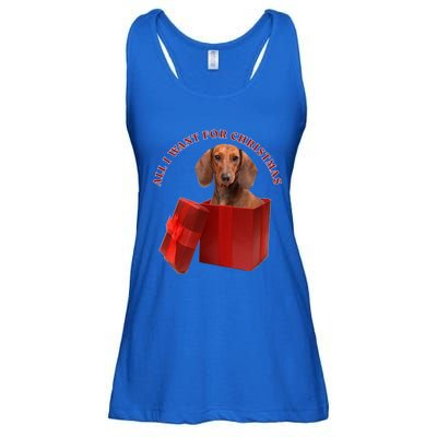 All I Want For Christmas Dachshund Funny Gift Ladies Essential Flowy Tank