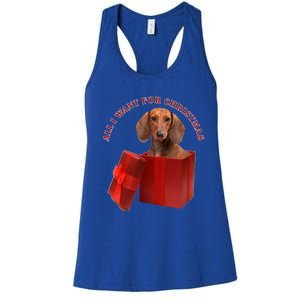 All I Want For Christmas Dachshund Funny Gift Women's Racerback Tank