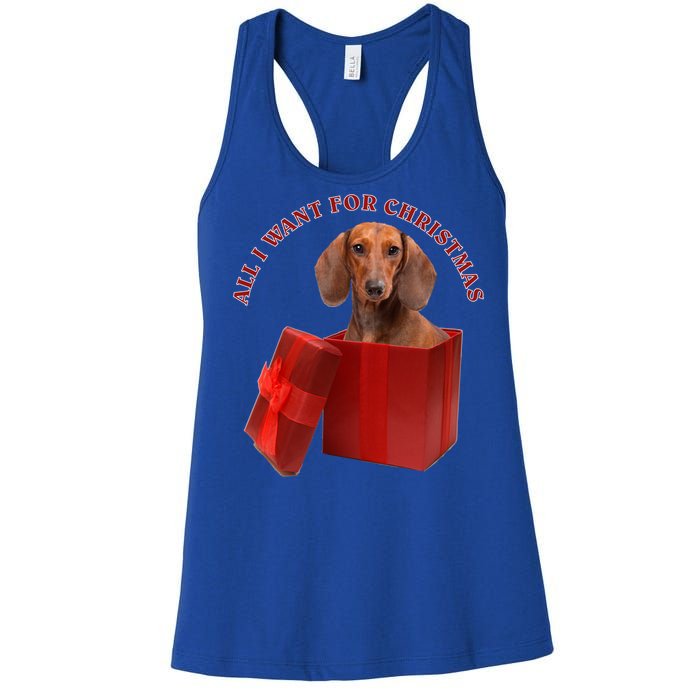 All I Want For Christmas Dachshund Funny Gift Women's Racerback Tank