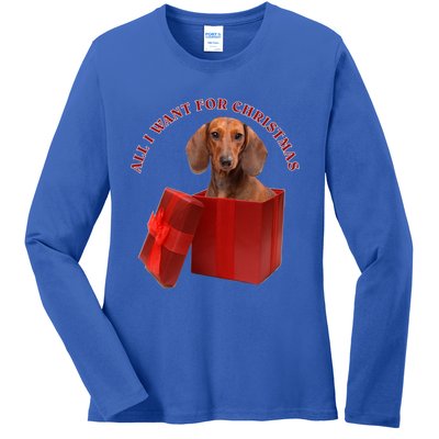 All I Want For Christmas Dachshund Funny Gift Ladies Long Sleeve Shirt