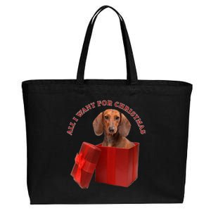 All I Want For Christmas Dachshund Funny Gift Cotton Canvas Jumbo Tote