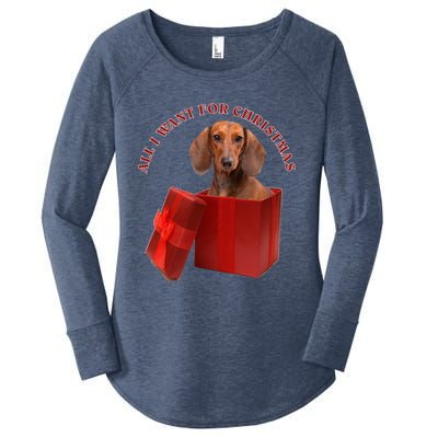 All I Want For Christmas Dachshund Funny Gift Women's Perfect Tri Tunic Long Sleeve Shirt