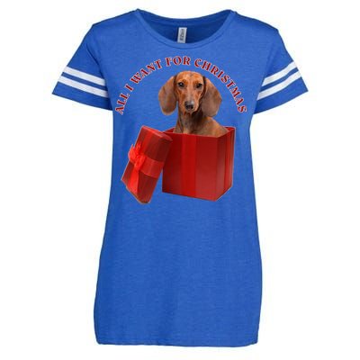 All I Want For Christmas Dachshund Funny Gift Enza Ladies Jersey Football T-Shirt