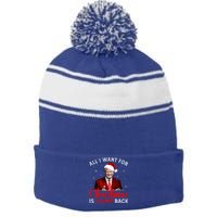 All I Want For Christmas Is Trump Back And New President  Stripe Pom Pom Beanie