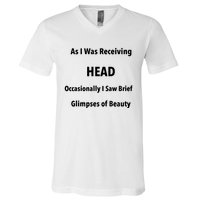 As I Was Receiving Head Occasionally I Saw Brief Glimpses Of Beauty V-Neck T-Shirt