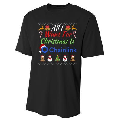 All I Want For Christmas Is Chainlink ChainLink Crypto Merch Funny Chainlink Performance Sprint T-Shirt