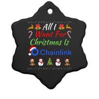 All I Want For Christmas Is Chainlink ChainLink Crypto Merch Funny Chainlink Ceramic Star Ornament