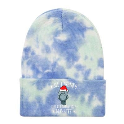 All I Want For Christmas Is A Manatee With Santa Claus Hat  Tie Dye 12in Knit Beanie