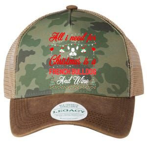 All I Want For Christmas French Bulldog And Wine Gift Legacy Tie Dye Trucker Hat