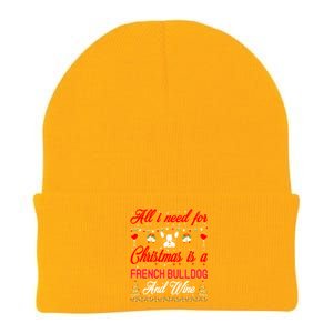 All I Want For Christmas French Bulldog And Wine Gift Knit Cap Winter Beanie