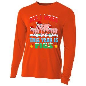 All I Want This Year Is Pig Wearing Christmas Hat Funny Gift Cooling Performance Long Sleeve Crew