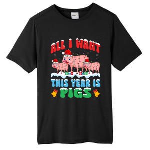 All I Want This Year Is Pig Wearing Christmas Hat Funny Gift Tall Fusion ChromaSoft Performance T-Shirt