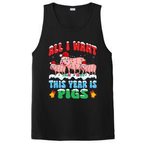 All I Want This Year Is Pig Wearing Christmas Hat Funny Gift PosiCharge Competitor Tank