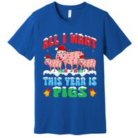 All I Want This Year Is Pig Wearing Christmas Hat Funny Gift Premium T-Shirt