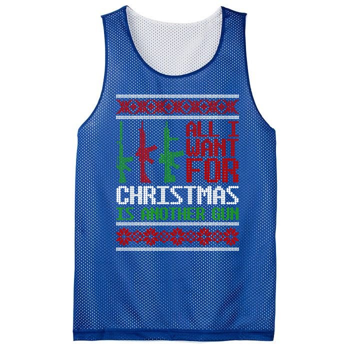 All I Want Is Guns Ugly Christmas Hunting Military Gift Mesh Reversible Basketball Jersey Tank