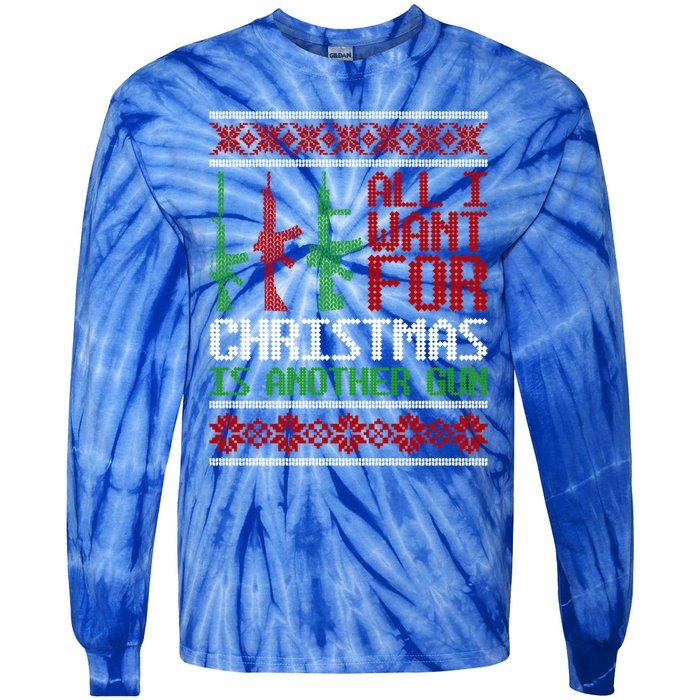 All I Want Is Guns Ugly Christmas Hunting Military Gift Tie-Dye Long Sleeve Shirt