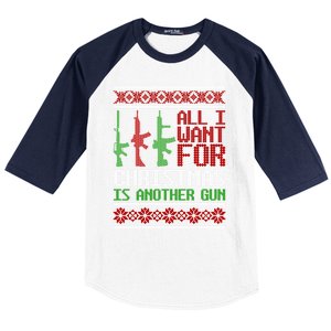 All I Want Is Guns Ugly Christmas Hunting Military Gift Baseball Sleeve Shirt