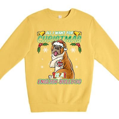 All I Want For Christmas Is A English Bulldog Santa Claus Meaningful Gift Premium Crewneck Sweatshirt