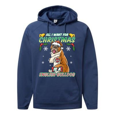 All I Want For Christmas Is A English Bulldog Santa Claus Meaningful Gift Performance Fleece Hoodie