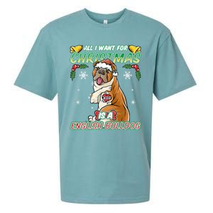 All I Want For Christmas Is A English Bulldog Santa Claus Meaningful Gift Sueded Cloud Jersey T-Shirt