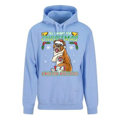 All I Want For Christmas Is A English Bulldog Santa Claus Meaningful Gift Unisex Surf Hoodie