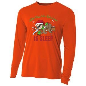 All I Want For Christmas Is Sleep Funny Xmas Pajama Costume Gift Cooling Performance Long Sleeve Crew