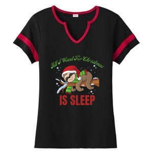 All I Want For Christmas Is Sleep Funny Xmas Pajama Costume Gift Ladies Halftime Notch Neck Tee