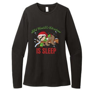 All I Want For Christmas Is Sleep Funny Xmas Pajama Costume Gift Womens CVC Long Sleeve Shirt