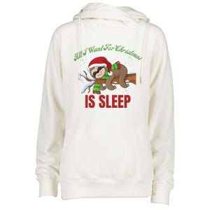 All I Want For Christmas Is Sleep Funny Xmas Pajama Costume Gift Womens Funnel Neck Pullover Hood