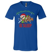 All I Want For Christmas Is Sleep Funny Xmas Pajama Costume Gift V-Neck T-Shirt