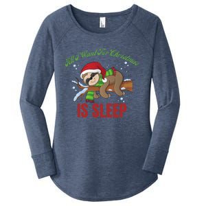 All I Want For Christmas Is Sleep Funny Xmas Pajama Costume Gift Women's Perfect Tri Tunic Long Sleeve Shirt