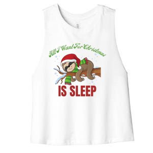 All I Want For Christmas Is Sleep Funny Xmas Pajama Costume Gift Women's Racerback Cropped Tank