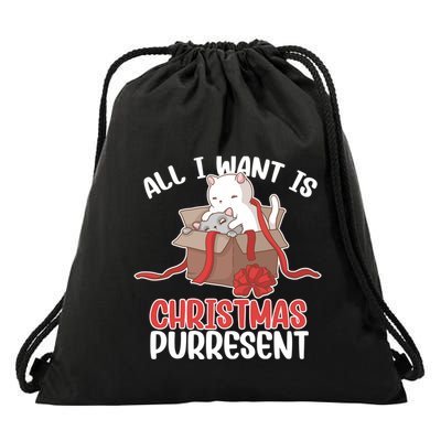 All I Want Is Christmas Purresent Kitten Cat Christmas Gift Drawstring Bag
